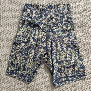 Aerie Navy and Lime Floral Bike Shorts